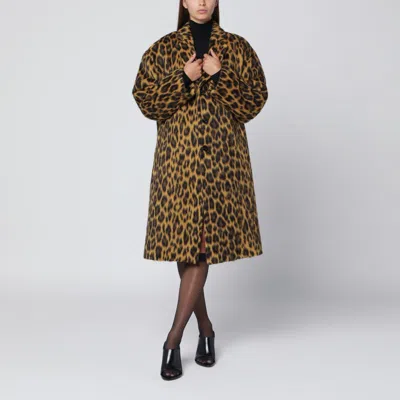 BOTTEGA VENETA ANIMAL-PRINT SINGLE-BREASTED COAT IN WOOL BLEND