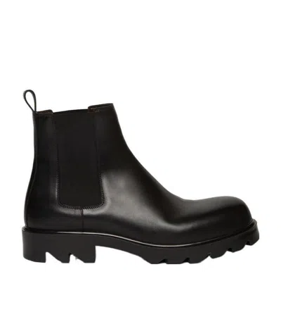 Bottega Veneta Ankle-length Leather Boots In Black