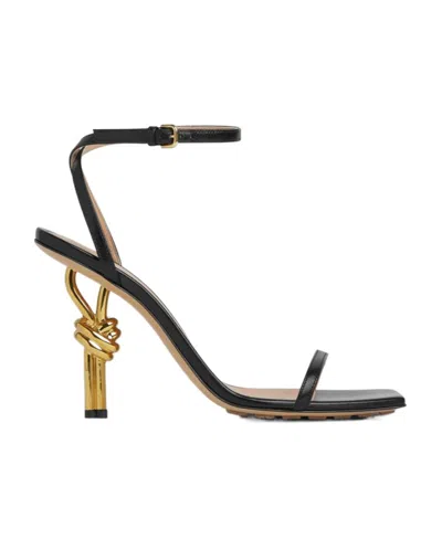 Bottega Veneta Leather Knot-heel Ankle-strap Sandals In Black