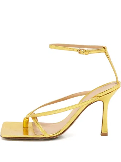 Pre-owned Bottega Veneta Ankle-strap Leather Sandals In Gold
