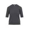 Bottega Veneta Womens Anthracite Ribbed Round-neck Wool Top In Black