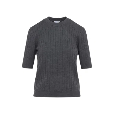 Bottega Veneta Anthracite Grey Wool Ribbed Top