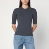 Bottega Veneta Womens Anthracite Ribbed Round-neck Wool Top