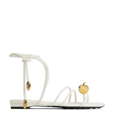 Bottega Veneta Apple Decorated Flat Sandals In White
