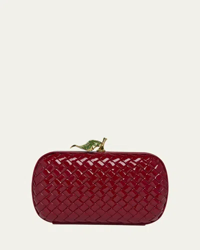 Bottega Veneta Knot Intrecciato Woven Leather Shoulder Bag In Burgundy
