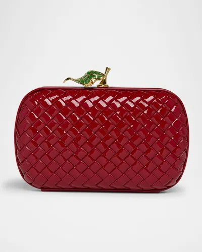 BOTTEGA VENETA APPLE KNOT PATENT LEATHER CLUTCH BAG