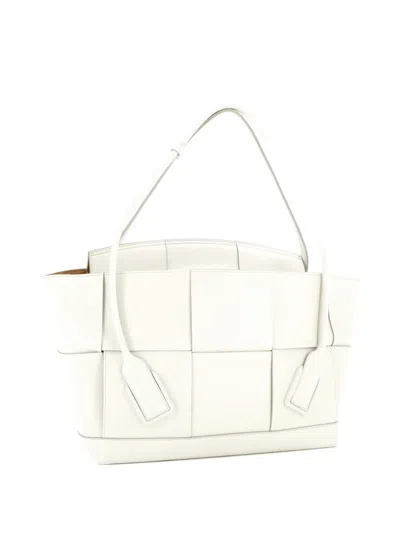 Pre-owned Bottega Veneta Arco Bag Maxi Intrecciato Leather Large Satchel In White