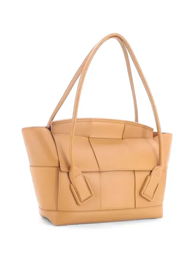Pre-owned Bottega Veneta Arco Bag Maxi Intrecciato Leather Medium Shoulder Bag In Brown