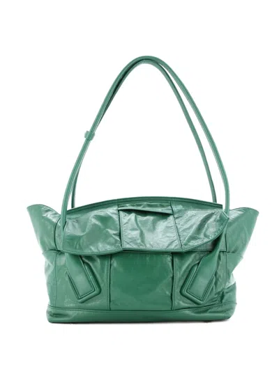 Pre-owned Bottega Veneta Arco Bag Maxi Intrecciato Leather Medium Shoulder Bag In Green