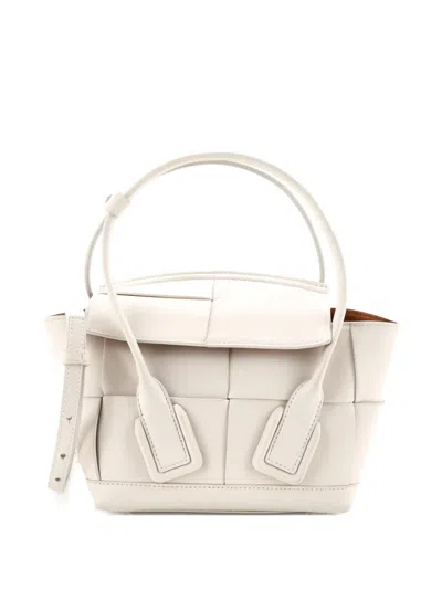Pre-owned Bottega Veneta Arco Bag Maxi Intrecciato Leather Mini Shoulder Bag In White