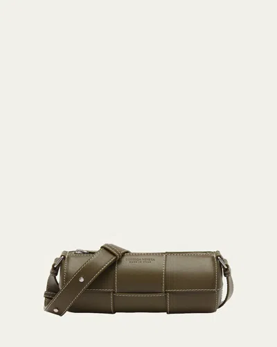 Bottega Veneta Arco Canette Small Intreccio Shoulder Bag In Mud-natural-silver