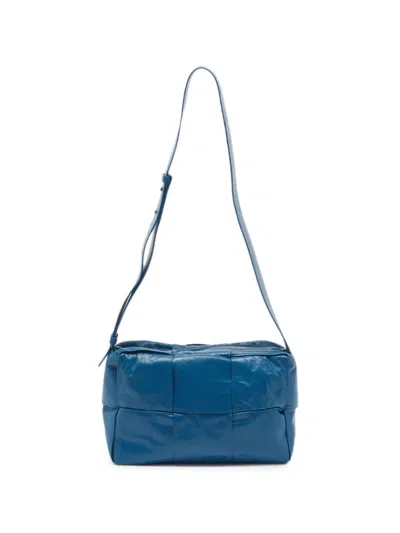 Pre-owned Bottega Veneta Arco Leather Messenger Bag In Blue