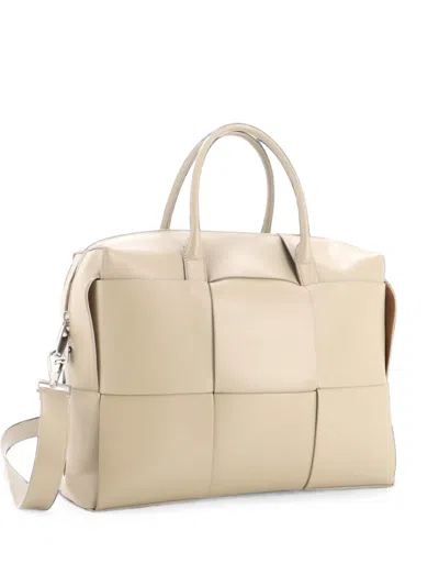 Pre-owned Bottega Veneta Arco Maxi Intrecciato Leather Large Satchel In Neutrals
