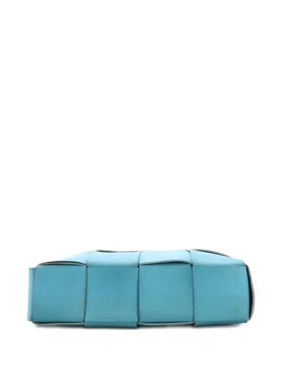 Pre-owned Bottega Veneta Arco Maxi Intrecciato Leather Large Tote Bag In Blue