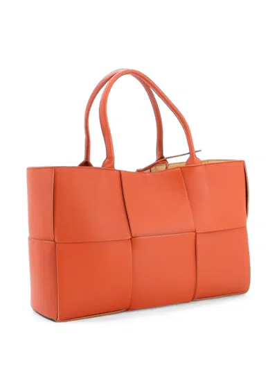 Pre-owned Bottega Veneta Arco Maxi Intrecciato Leather Medium Tote Bag In Brown