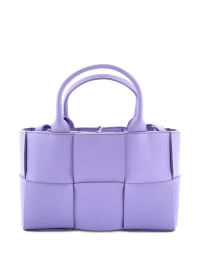 Pre-owned Bottega Veneta Arco Maxi Intrecciato Leather Mini Tote Bag In Purple