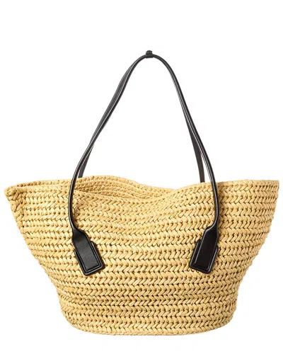 Bottega Veneta Arco Medium Raffia & Leather Basket Tote In Neutral