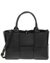 Bottega Veneta Small Acro Tote Bag In Intreccio Grained Leather In Black