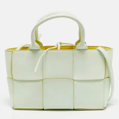 Pre-owned Bottega Veneta Arco Mini Mint Green Intreccio Leather Tote