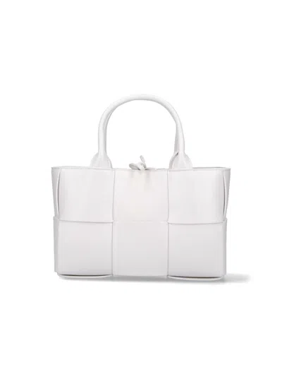 Bottega Veneta Arco White Leather Tote Bag () In White Gold