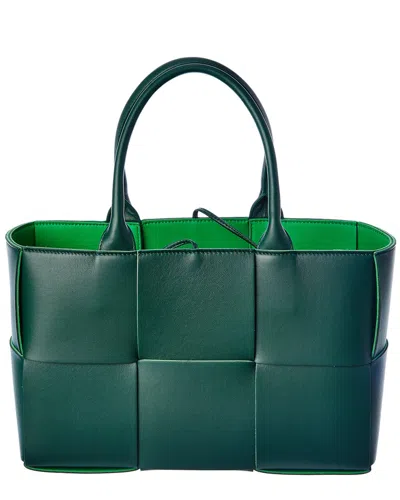 Bottega Veneta Arco Small Intrecciato Leather Tote In Green