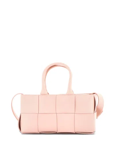 Pre-owned Bottega Veneta Arco Top Handle Shoulder Bag Maxi Intrecciato Leather East West Tote Bag In Neutral