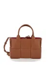 Bottega Veneta 'arco Tote Mini' Brown Handbag With Intreccio Motif In Leather Woman In Multicolor