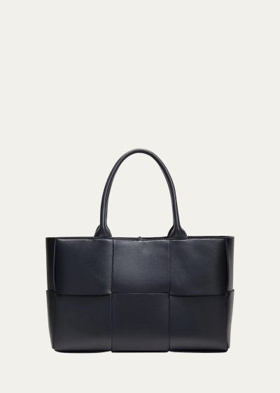 Bottega Veneta Arco Woven East-west Tote Bag In 8837 Space-gold