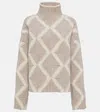 Bottega Veneta Argyle Intarsia-knit Wool Turtleneck Sweater In Beige