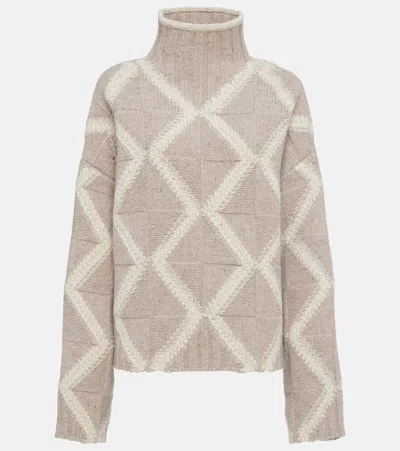 BOTTEGA VENETA ARGYLE WOOL TURTLENECK SWEATER