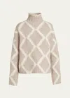 Bottega Veneta Argyle Intarsia-knit Wool Turtleneck Sweater In Bge/cammel