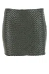 Bottega Veneta Green Intrecciato Raffia Mini Skirt For Women