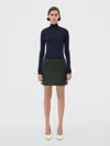 Bottega Veneta Green Intrecciato Raffia Mini Skirt For Women In Dark Green
