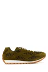 Bottega Veneta Womens Khaki Orbit Suede And Mesh Low-top Trainers In Oliveoil