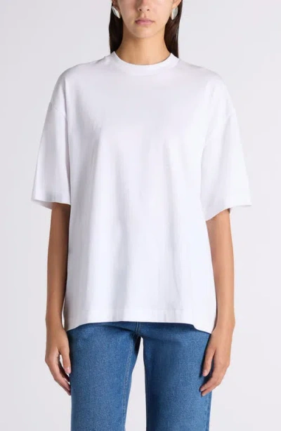 Bottega Veneta Artigiana Embroidered Yoke Oversize Cotton Jersey T-shirt In White