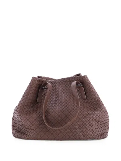 Pre-owned Bottega Veneta A-shape Intrecciato Nappa Large Tote Bag In Brown