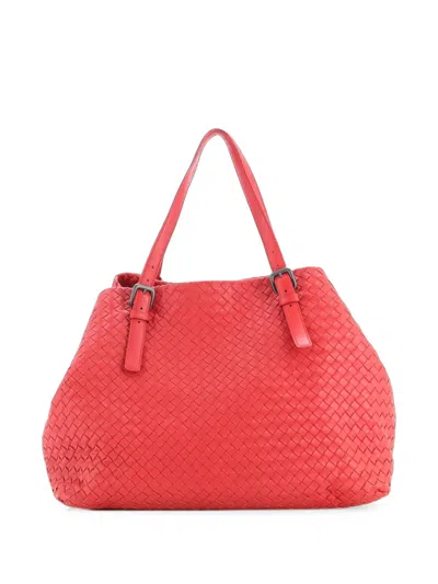Pre-owned Bottega Veneta A-shape Intrecciato Nappa Large Tote Bag In Red