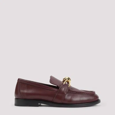 Bottega Veneta Astair Metallic Knot Loafer In Burgundy