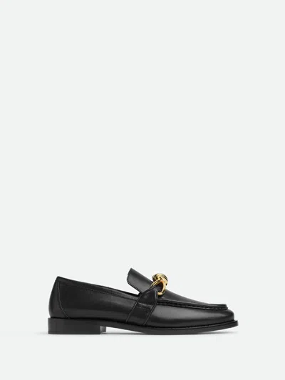 Bottega Veneta Astaire Metallic Knot Leather Loafers In Black