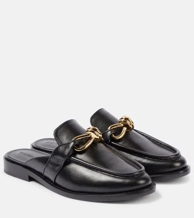 Bottega Veneta Metallic Hardware Leather Mules In Black