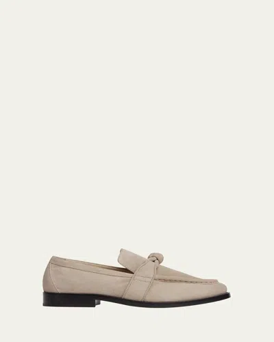 Bottega Veneta Astaire Knot Soft Suede Loafers In Pink