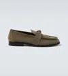 Bottega Veneta Sage Suede Astaire Loafers In Green