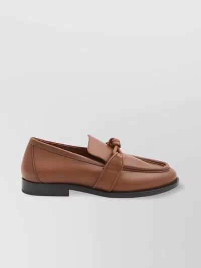 Bottega Veneta Astaire Leather Knot Loafers In Brown