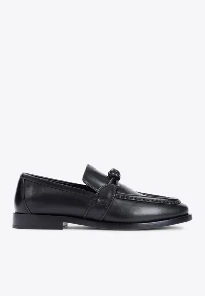 Bottega Veneta Astaire Metal Knot Leather Loafers In Black