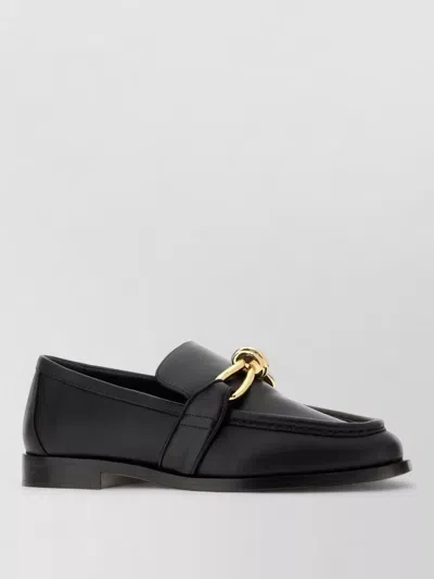 Bottega Veneta Astaire Leather Loafers Gold Hardware Design In Black