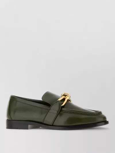 Bottega Veneta Astaire Leather Loafers Gold Tone Hardware In Green