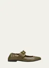 Bottega Veneta Taupe Astaire Mary-jane Ballerina Flats In Mud