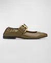 Bottega Veneta Taupe Astaire Mary-jane Ballerina Flats In Mud