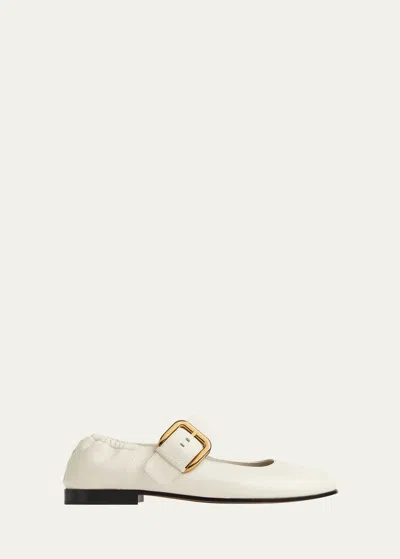 Bottega Veneta Astaire Leather Mary Jane Ballerina Flats In White