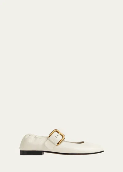 Bottega Veneta Astaire Leather Mary Jane Ballerina Flats In String